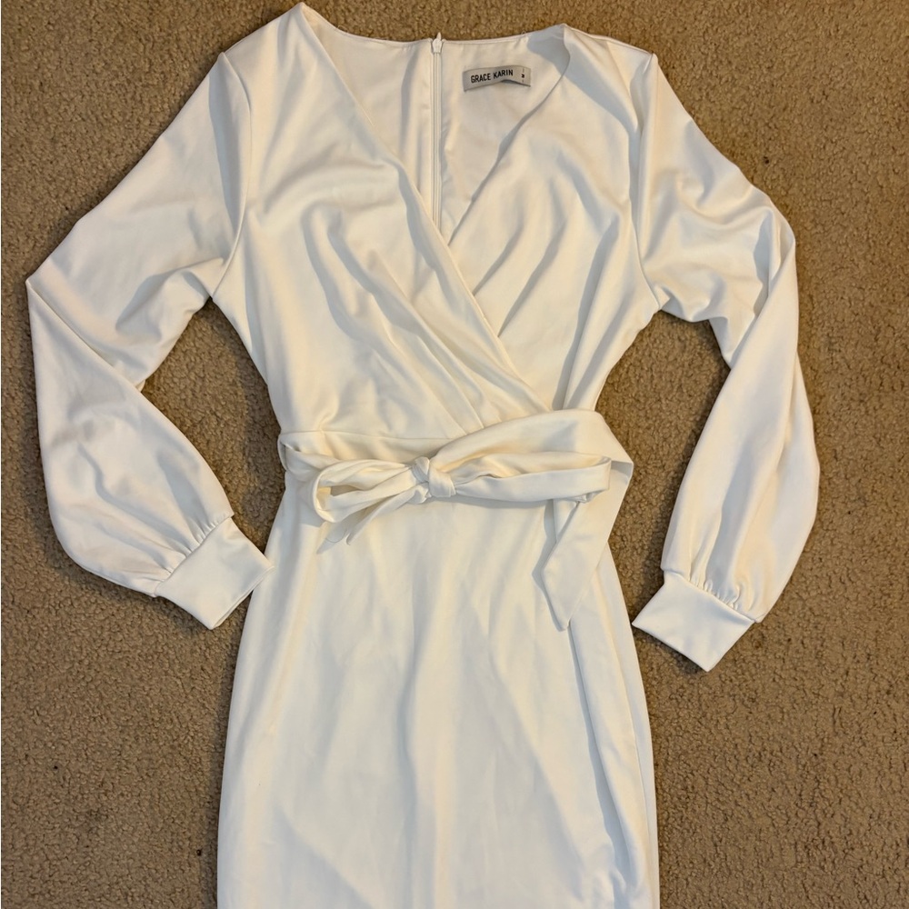 Grace Karin White Tie Dress